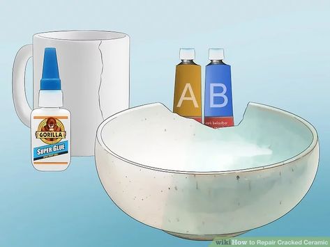 5 Simple Ways to Repair Cracked Ceramic - wikiHow Fine Arts College, Small Ceramic Bowl, Ceramic Frogs, Crackle Painting, Glazing Techniques, Diy Ceramic, Artistic Installation, Vintage Bowls, Diy House