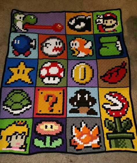 Mario blanket https://imgur.com/PZGPXZv  #Gaming #VideoGames #Crochet Mario Blanket, Crochet Mario, Mario Crochet, Gamer Bedroom, Crochet Geek, C2c Crochet, Crochet Quilt, Manta Crochet, Crochet Patterns Free Blanket