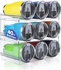 [Large Compartment] Water Bottle Organizer for Stanley 40 oz, 3 Pack Stackable Water Bottle Organizer, Clear Water Bottle Holder for Tumbler Travel Mug Cup, Kitchen Pantry Organization and Storage Water Bottle Organizer, Kitchen Pantry Organization, Water Bottle Organization, Bottle Organizer, Water Bottle Storage, Clear Water Bottle, Large Water Bottle, Compartment Organizer, Water Bottle Holder