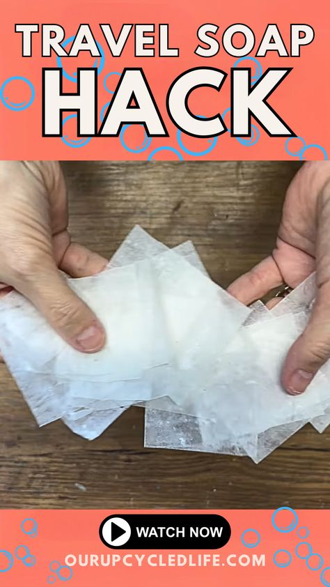 Skip the expensive travel toiletries! This pin unlocks a secret DIY travel soap solution that's gentle on your wallet and the planet. Click for the genius idea!  #travelessentials #diytutorial #budgettravel Camping Soap Hacks, Soap Sheets Diy, Diy Soap Pouches, Expensive Travel, Soap Scraps, Wellness Photography, Crafting Hacks, Soap Sheets, Paper Soap