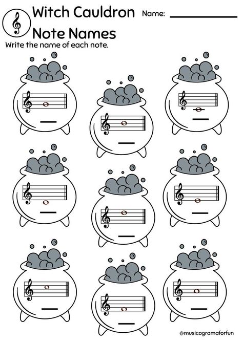 Halloween Music Worksheets, Music Class Worksheets, Name Worksheets, Halloween Music Activities, Learning Music Notes, Piano Worksheets, Music Theory Lessons, Elementary Music Class, Music Lessons For Kids