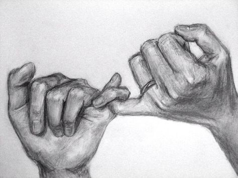 Hands Pinky Promise Drawing, Drawing Of Pinky Promise, Pinkie Promise Drawing, Two Hands Sketch, Pinky Promise Sketch, Love Hands Drawing, Things To Draw Pencil, Ap Art Drawing, Pinky Promise Art