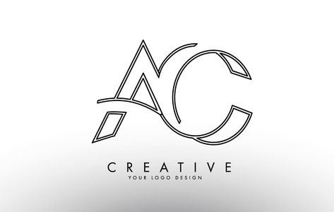 Outline AC A C Letters Logo with Monogram Design. A C Monogram Logo, Ac Logo Design Letter, Ac Logo Design, Ac Monogram, A Wallpaper Letter Love, Ac Logo, Wallpaper Letter, Letters Logo, S Logo Design