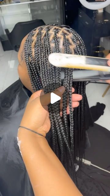 1M views · 42K likes | Rashawn-Duhh Denise on Instagram: "How to flat iron your braids!      1. Holding spray- spray light holding spray. I use Got2B or ORS!  2. Low heat- it prevents the hair from melting, burning into the hair. You must use high quality braiding hair!  3. Don’t press- you don’t want to press hard at all. It’s tugging the clients hair. Light and gentle strokes 😜    4. Move quickly- Move quickly so you don’t burn the hair. Heat too long anywhere will burn anything. You want the heat to really just graze the fly aways. Find the balance LIGHT , GENTLE & FAST.    5. Find the perfect combo and you will have the perfect braid without the hassle of cutting the flyaways.   Always try it for yourself to decide if it’s a method you want to incorporate for yourself. Follow for more Braided Flat Iron Hairstyles, How To Hold Braids, Flat Iron Braids, Easy Hairstyles For Black Women, Quick Braid Styles, Long Twist Braids, Fast Braids, How To Make Braids, Plait Braid