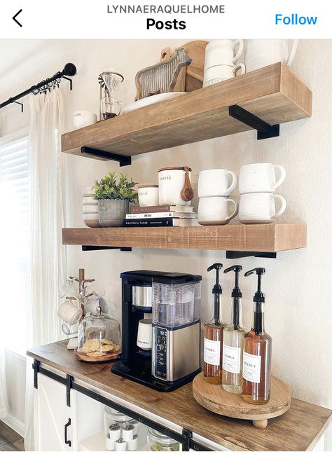 Kaffe Station, Kaffe Bar, Coffee Bar Ideas Kitchen Counter, Coffee Area, Farmhouse Coffee Bar, Coffee Bar Ideas, Coffee Bar Design, Home Coffee Stations, Coffee Bars In Kitchen