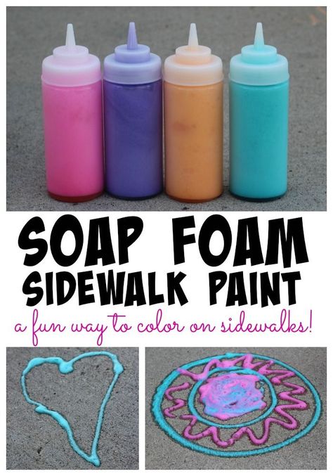 Soap Foam Sidewalk Paint - An easy recipe and fun way to color the sidewalks! Sidewalk Paint, Soap Foam, Teaching Mama, Paint Easy, Summer Fun For Kids, Summertime Fun, Summer Activities For Kids, Snl, Summer Crafts