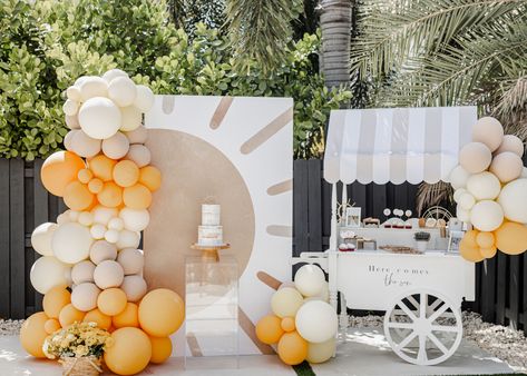 Boho Here Comes The Sun, Sun Theme Balloon Arch, Here Comes The Sun Gender Reveal, Here Come The Sun Baby Shower Theme, Ray Of Sunshine Backdrop, Baby Shower Ideas Here Comes The Sun, Here Comes The Son Shower Decor, Here Comes The Sun Party Theme, Here Comes The Sun Shower Theme