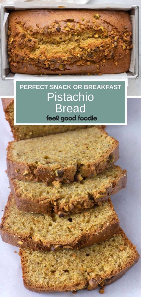 This Pistachio quick bread recipe is made with real pistachios right in the mix. No pudding, extracts, or cake mix here. A true pistachio bread recipe! Healthy Pistachio Bread, Recipes Using Pistachio Paste, Baking With Pistachios, Pistachio Quick Bread, Pistachio Pudding Bread, Pistachio Nut Recipes, Healthy Pistachio Cake, Pistachio Flour Recipes, Pistachio Bread Pudding