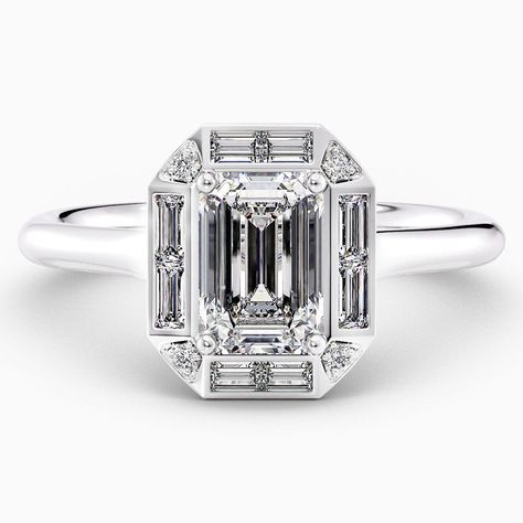 Beautiful halo engagement ring that is very comfortable to be worn daily and was designed with a lot of thought and love. The main stone is a beautiful white and sparkling 1.00 carat emerald cut natural diamond surrounded by 0.70 carat side natural diamonds. The total carat weight is 1.70. The main diamond is certified by GIA.This ring would be the perfect ring for proposal or a gift for your beloved. Divorce Ring, Emerald Cut Halo, Lab Created Diamond Rings, Emerald Cut Diamond Engagement, Emerald Cut Diamond Ring, Future Engagement Rings, Engagement Ring Diamond Cut, Emerald Cut Diamond, Lab Grown Diamonds Engagement