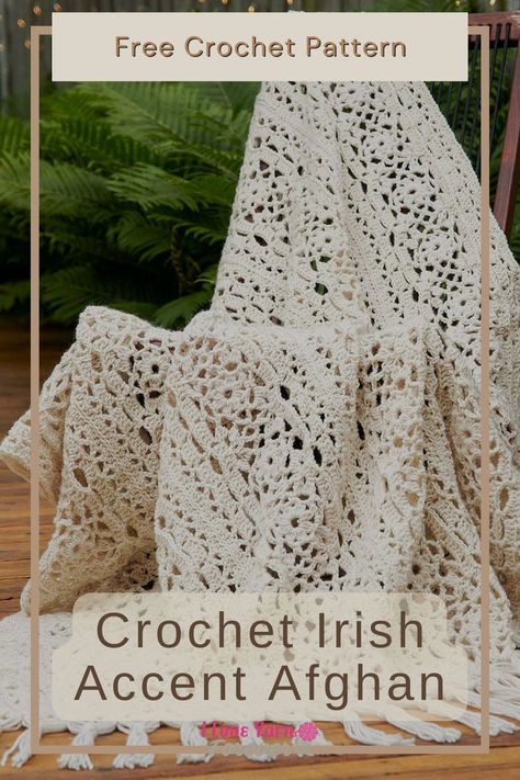 Irish Lace Crochet Pattern, Irish Accent, Crochet Throw Pattern, Cozy Pattern, Irish Crochet Patterns, Crochet Afghan Patterns Free, Crochet Afgans, Crochet Blanket Designs, Easy Crochet Baby