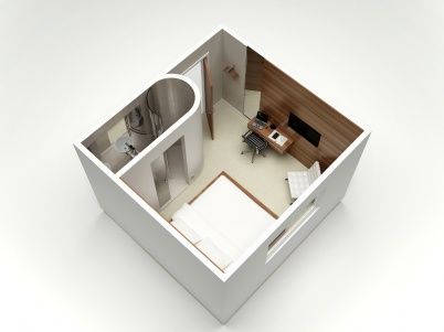 Compact Guest Quarters - Adapt from Hotel Floor Plan Compact Hotel Room, Hotel Room Plan, Small Hotel Room, Hotel Bedroom Design, Guest Quarters, Boutique Hotels Design, Hotel Floor Plan, Hotel Floor, Tiny House Layout