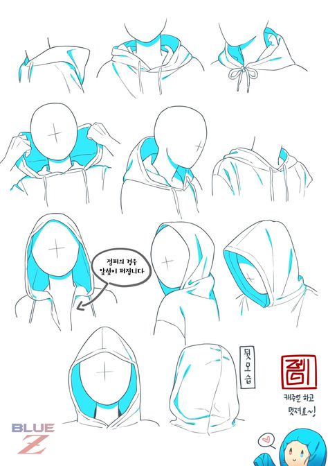 ~Señorita Neko Hood On Reference, How To Draw A Hood Down, How To Draw Hoods Up, Drawing Body Poses Trio, Hood Up Drawing, Hood Drawings Sketches, Manga Art Tips, How To Draw Hood, Cartoon Clothes Drawing Outfits