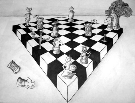 sping chess paintings | The two sides of the chess board go towards two different vanishing ... 2 Point Perspective Drawing, 3 Point Perspective, Two Point Perspective, Perspective Lessons, High School Art Lessons, Perspective Drawing Lessons, One Point Perspective, Point Perspective, Perspective Art