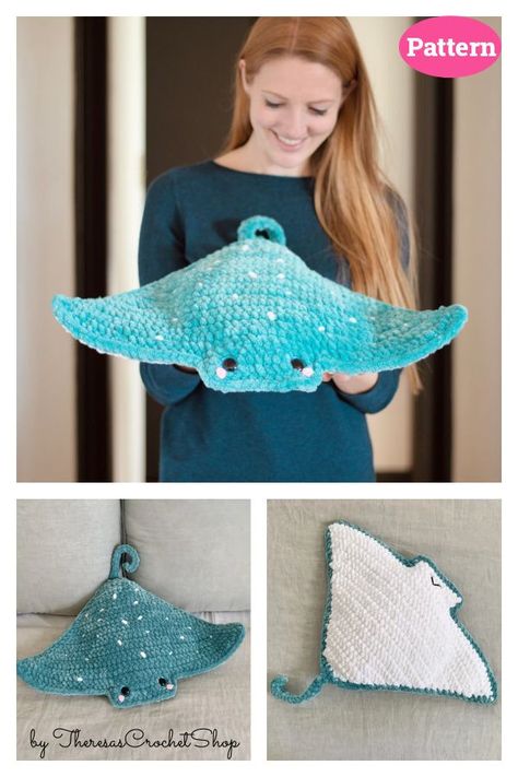 Dumbo Octopus Crochet Pattern, Diy Stingray Decoration, Mantaray Crochet, Crochet Manta Ray Pattern Free, Crochet Beads Patterns, Manta Ray Crochet Pattern Free, Sting Ray Crochet Pattern Free, Crochet Stingray Pattern Free, Crochet Plushies Pattern