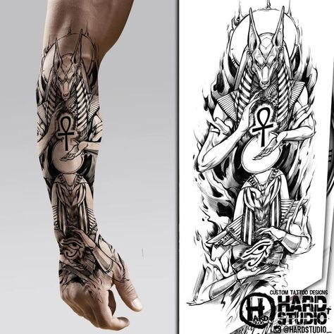 #egyptiantattoo #ancientegypt #mythologytattoo #sleevetattoo #anubistattoo #egyptiangodstattoos #eyeofhorus #blackandgreytattoo #tattooart #tattoodesign #hardstudio #handtattoo #anubistattoo #ratattoo #egypttattoo Marvel Tattoo Sleeve, Dragon Tattoo Shoulder, Egypt Tattoo Design, Slavic Tattoo, Horus Tattoo, Left Arm Tattoos, Poseidon Tattoo, Egyptian Tattoo Sleeve, Anubis Tattoo