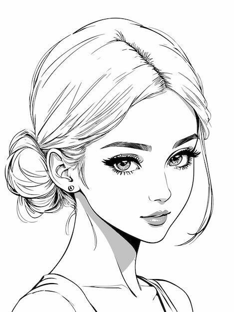 Basic Hair Drawing, Portrait Drawing Ideas, Cute Drawings Of People, Professional Illustration, رسم كاريكاتير, Pencil Sketch Images, 얼굴 그리기, صفحات التلوين, Cool Pencil Drawings