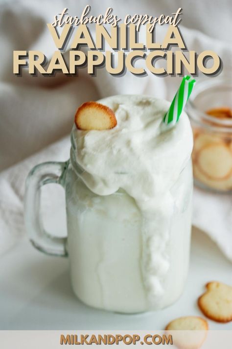 Make a vanilla frappuccino and save $5! This is an easy vanilla frappuccino recipe with no ice cream in it. Vanilla Frappuccino Recipe No Ice Cream, Vanilla Frappuccino Recipe, Starbucks Vanilla Frappuccino, Starbucks Vanilla Bean, Starbucks Vanilla Bean Frappuccino, Vanilla Bean Frappuccino, Copycat Drink Recipes, Vanilla Frappuccino, Best Cold Brew Coffee