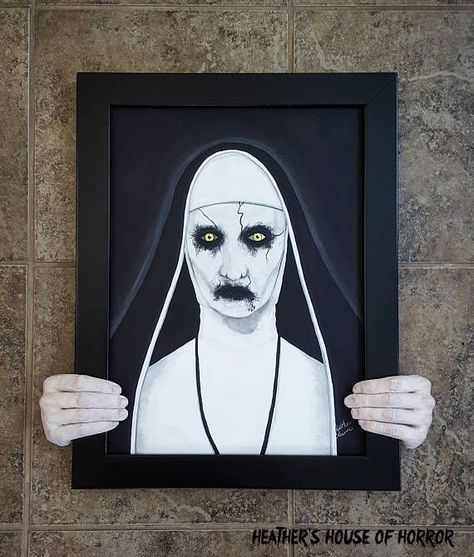 The Nun Painting Prop Valak Painting, The Nun Paintings, Nun Painting, Horror Photo, Scary Paintings, Surreal Art Painting, Conjuring 2, Halloween Canvas Art, The Nun