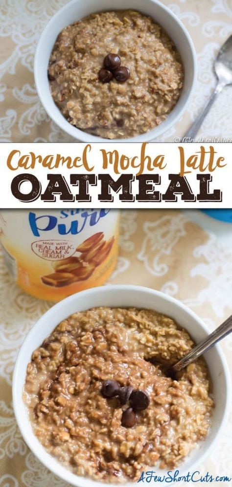 Coffee and Oatmeal in one bowl. Can even be made with a keurig! You have to check out this amazing Caramel Mocha Latte Oatmeal Recipe #idelight #SimplyPureCreamer Easy Oatmeal Recipes, Caribou Coffee, Creamer Recipe, Caramel Mocha, Curry Recipes Indian, Oatmeal Recipe, Coffee Cookies, Mocha Latte, Coffee Chocolate