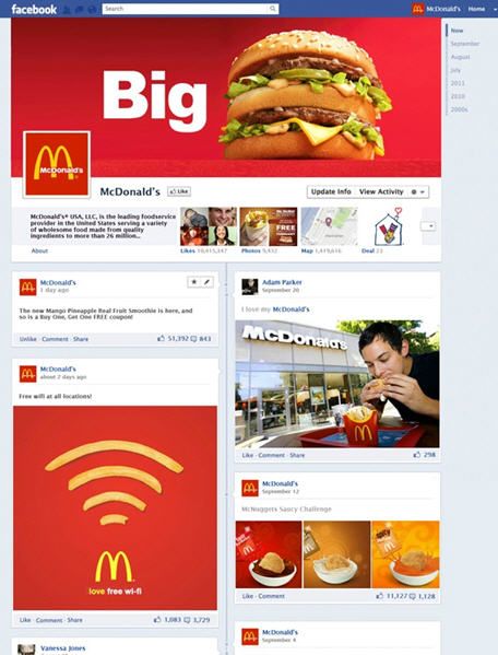 Sample McDonalds Timeline Fan Page (design commissioned by Mashable) Timeline Sample, Timeline Ideas, Timeline Format, Timeline Images, Facebook Face, Social Media Success, About Facebook, Social Media Marketing Agency, Facebook Timeline Covers