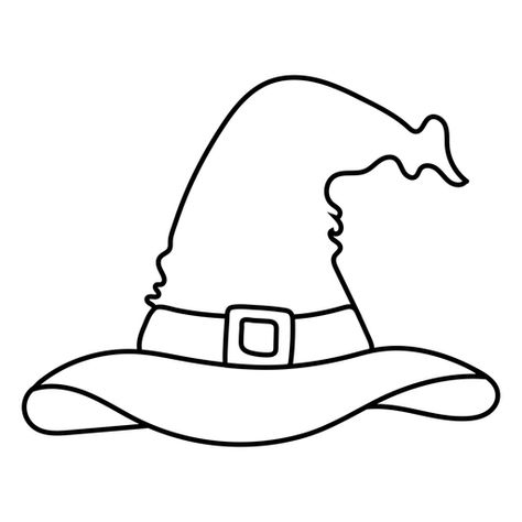 Witch Hat Silhouette, Witch Hat Outline, Witch Hat Template Free Printable, Witch Hat Doodle, Witches Hat Drawing, Witch Hat Printable, Witch Hat Template, Witch Template, Halloween Pictures To Draw