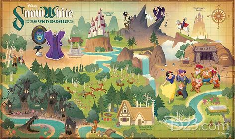 Fairytale Map Illustration, Disney Maps, World Map Game, Movie Map, Disney Map, Disney Island, Story Maps, Illustrated Maps, Disney Vacation Planner