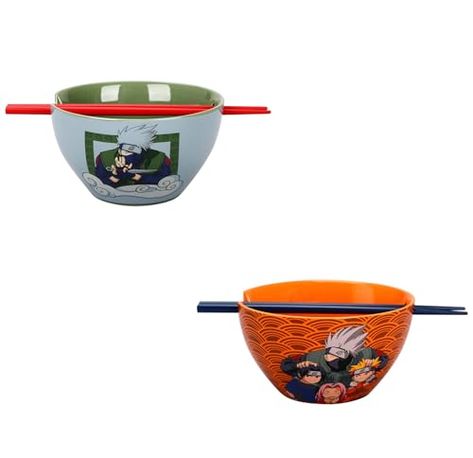 Bioworld Naruto Kakashi 20 oz Ramen Bowl With Chopsticks Naruto Ramen Bowl, Red Chopsticks, Village Logo, Naruto Ramen, Above Clouds, Green Letters, Naruto Kakashi, Ramen Bowl, Chopsticks