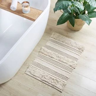 Bathroom Rugs & Mats : Target Boho Bath Rug, Small Throw Rugs, Fabric Techniques, Geo Pattern, Bathroom Floor Mat, Bathroom Rugs And Mats, Bathroom Rugs Bath Mats, Chic Bathrooms, Cotton Bath Rug