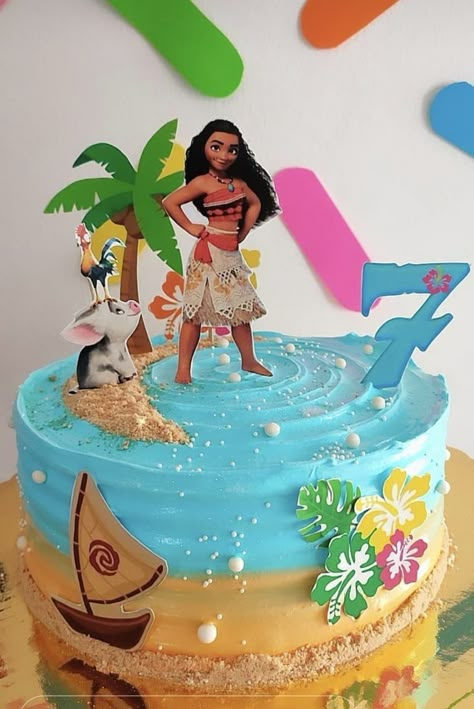 Moana Cake Design, Moana Theme Cake, Moana Birthday Party Cake, Kendall Birthday, Moana Birthday Cake, Moana Theme Birthday, Bolo Moana, Moana Cake, Moana Theme