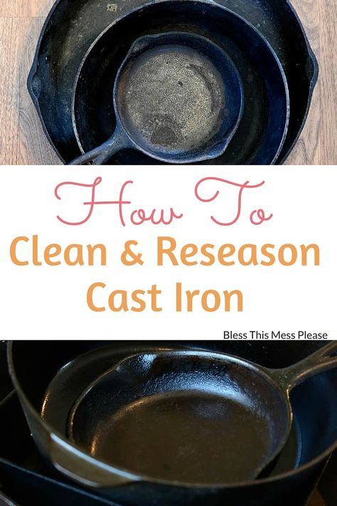 If you've ever wondered how to clean & season your cast iron skillet this post has the answers to your questions! An easy step-by-step tutorial with photos. Clean Cast Iron Skillet, Rusted Cast Iron Skillet, Reseason Cast Iron, Broken Computer, Rusty Cast Iron Skillet, Cleaning Cast Iron Pans, Clean Cast Iron, Cooking With Cast Iron, Restore Cast Iron