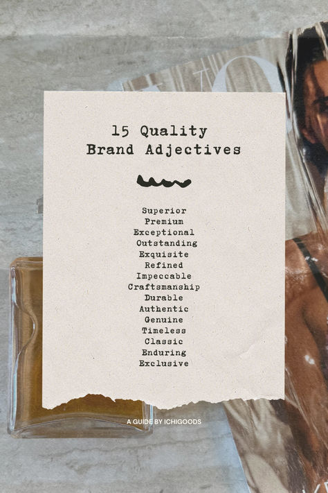 grab this 15 quality brand adjectives when thinking about writing your website or brand copy! Brand Adjectives, Timeless Classic, Business Tips, Follow Me, Writing, Quick Saves