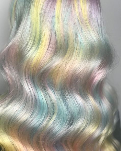 Kaleidoscope Hair Is the Watercolor Take on Rainbow Dye Jobs | Allure Kaleidoscope Hair, Pastel Rainbow Hair, Dyed Hair Pastel, Rainbow Hair Color, Latest Hair Color, Hair Color Crazy, Light Blonde Hair, Pastel Hair, Crazy Colour