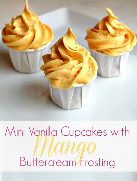 Easy Vanilla Cupcakes with Mango Buttercream #Mangover Mango Frosting, Mango Buttercream, Swirl Frosting, Mango Cupcakes, Easy Vanilla Cupcakes, Cake Cups, Anna Olson, Increase Speed, Fun Cupcake Recipes