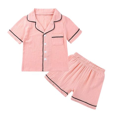 PRICES MAY VARY. 100% Crinkle Cotton Muslin Double Gauze Imported Button closure Machine Wash Light and Airy Fabric: Summer Pjs for kids made of 100% Crinkle Cotton Muslin Double Gauze, Soft, lightweight and breathes, Great for warmer climates Easy Fit Summer PJ Size: 3T(2-3 Years), 4T(3-4 Years), 5T(4-5 Years), 6 Years(5-6 Years), 7 Years(6-7 Years), 8 Years(7-8 Years), 9 Years(8-9 Years) Kids 2 Piece Looser Fit Matching Pyjamas Set with Tops and Bottoms: Tops- Classic button down sleep shirt f Outfits Pajamas, Stylish Pajamas, Unisex Pajamas, Boys Sleepwear, Outfits Mit Shorts, Pajama Outfits, Cotton Outfit, Short Pj Set, Kids Fashion Clothes