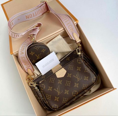 Lv Multi Pochette, Pochette Louis Vuitton, Sac Louis Vuitton, Louis Vuitton Multi Pochette, Luxury Bags Collection, Buy Louis Vuitton, Hot Bags, Rosé Brown, Leather Pieces