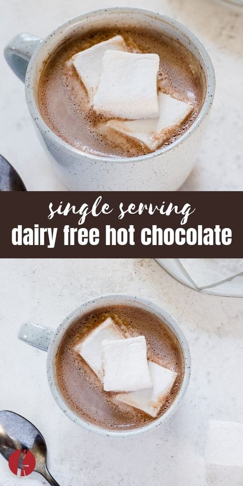 Hot Chocolate Single Serving, Dairy Free Hot Cocoa Recipe, Dairy Free Hot Chocolate Recipe, Hot Chocolate Recipes Dairy Free, Non Dairy Hot Chocolate Recipes, Single Serve Hot Chocolate, Dairy Free Hot Cocoa Mix Recipe, Non Dairy Hot Chocolate, Whole30 Drinks