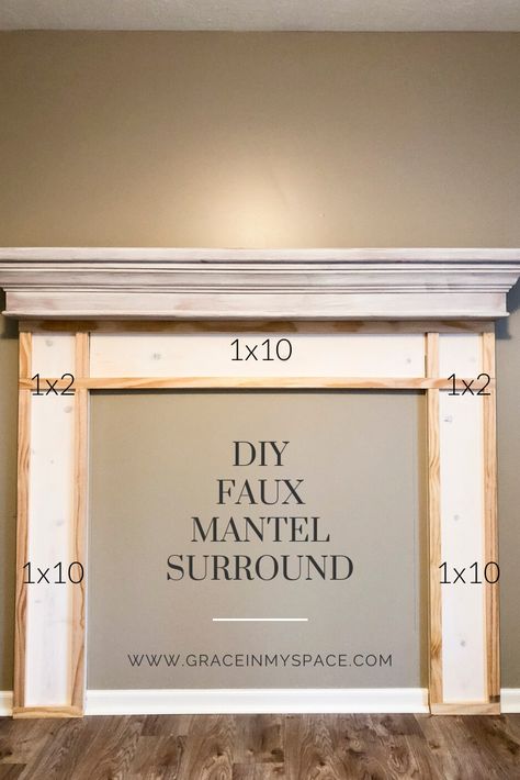 Faux Fireplace Mantel, Faux Mantle, Diy Mantle, Diy Fireplace Mantle, Faux Fireplace Mantels, Fireplace Mantel Surrounds, Fake Fireplace, Mantel Surround, Faux Fireplace Diy