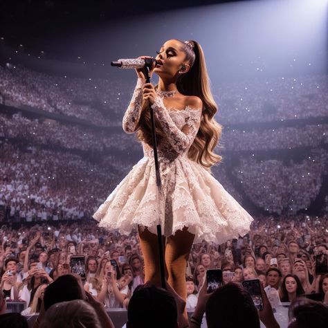 Dress Like Ariana Grande, Concert Outfit Ariana Grande, Ariana Grande Oscars 2024, Ariana Grande Outfits Dresses, Ariana Grande Dresses Short, Popstar Aesthetic Outfits, Concert Performance Outfits Singers, Ariana Grande Met Gala 2024, Celebrity Outfit Quote Aesthetic