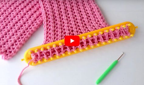 Long Loom Knitting, Loom Knitting Patterns Free, Cow Scarf, Loom Knitting For Beginners, How To Loom Knit, Loom Scarf, Loom Knitting Tutorial, Loom Knitting Stitches, Loom Crochet