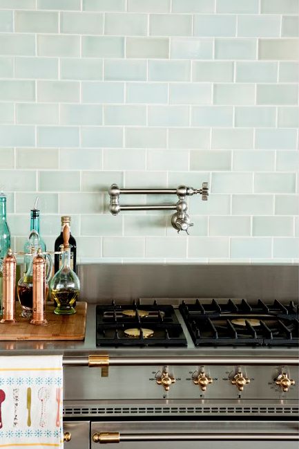 kitchen color inspiration. LOVE the copper and aqua Blue Subway Tile, Ann Sacks Tiles, Blue Backsplash, Herringbone Backsplash, House Of Turquoise, Bathroom Walls, Glass Subway Tile, Kitchen Tile, Kitchen Redo