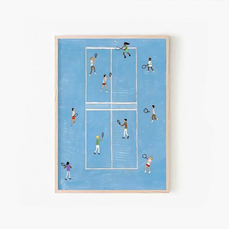 really cute wall art for a kids room and nursery – almost makes perfect Nina Cosford, Tennis Wall Art, Kate Pugsley, Tennis Wall, Retro Tennis, Tennis Art, Pool Art, Small People, Aqua Art