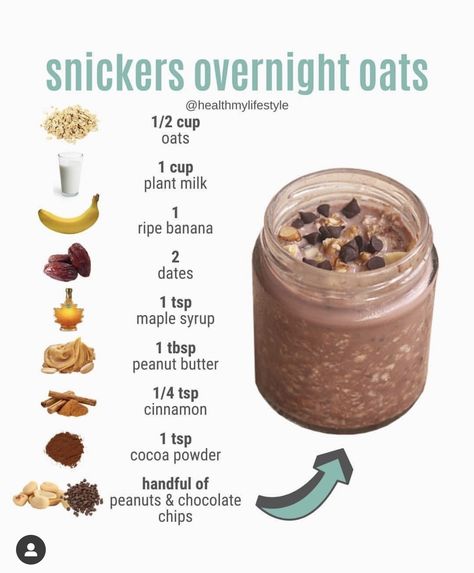 Oat Recipes Healthy, Overnight Oats Recipe Healthy, Instagram Breakfast, Vegan Fitness, Vegetarian Dinners, Overnight Oats Recipe, Oats Recipes, Favorite Candy, Banana Smoothie