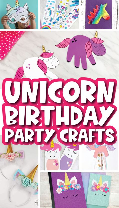 Unicorn Craft Birthday Party, Fun Crafts For Birthday Parties, Unicorn Art Birthday Party, Unicorn Party Games Activities, Unicorn Party Activities For Kids, Unicorn Birthday Activities Kids, Unicorn Games For Kids Birthday Party, Girl Birthday Party Activities, Unicorn Academy Birthday Party