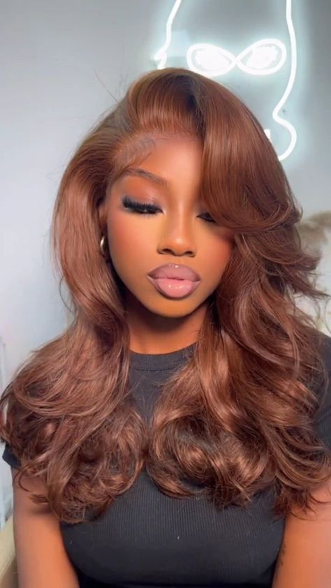 Cinnamon Hair, Frontal Wig Hairstyles, Honey Brown Hair, Chocolate Brown Hair, Pretty Hair Color, Brown Wig, Front Lace Wigs Human Hair, Dye My Hair, Hair Inspo Color