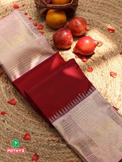 The Kancheepuram Silk Saree whispers of India’s heritage and culture in its lustrous folds. Kancheepuram Silk Saree, Saree Photography, Kanchipuram Pattu Sarees, Saree Shoot, Silk Sarees Kanchipuram, Saree Kanchipuram, Lace Blouse Design, Sarees Pattu, Latest Silk Sarees