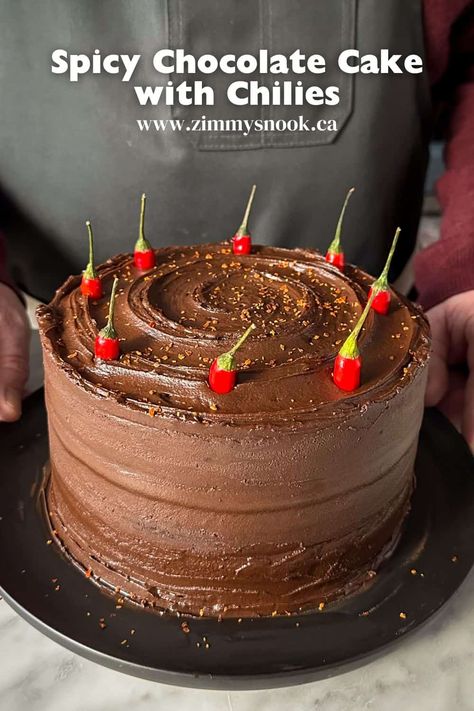 Chili Chocolate Cake, Chocolate Chili Cake, Spicy Chocolate Cake, Spicy Cake Recipes, Spicy Cake, National Chocolate Cake Day, Korean Chili Flakes, Korean Chili, Spicy Chocolate