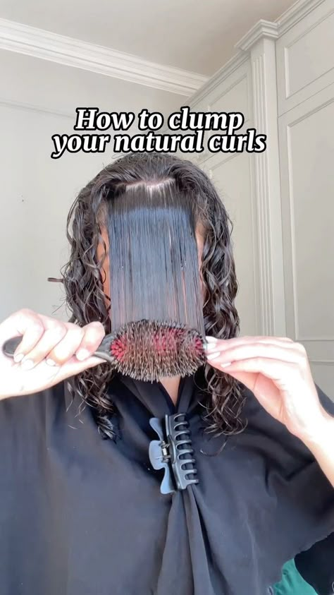 Using A Denman Brush Wavy Hair, How To Get Curl Pattern Back Natural, Whimsical Edgy Fashion, How To Get Curl Clumps, Styling Natural Curls, Brush Curling Method, How To Create Curl Clumps, How To Clump Curls, How To Curl Your Hair With A Brush