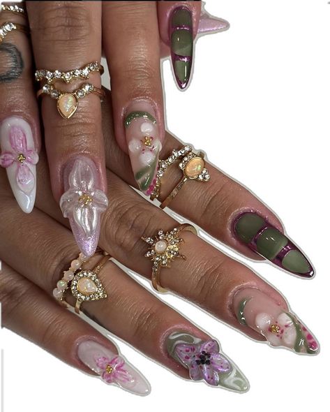 Indie Nails, Unique Acrylic Nails, Fire Nails, Dream Nails, Funky Nails, Pretty Acrylic Nails, Floral Nails, Dope Nails, Creative Nails