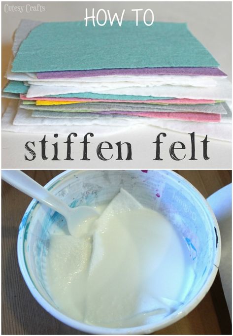 How to Stiffen Felt - Cutesy Crafts Stiffen Felt, Pola Topi, Felt Crafts Diy, School Glue, Felt Embroidery, Felt Food, Felting Tutorials, Felt Patterns, Wool Crafts