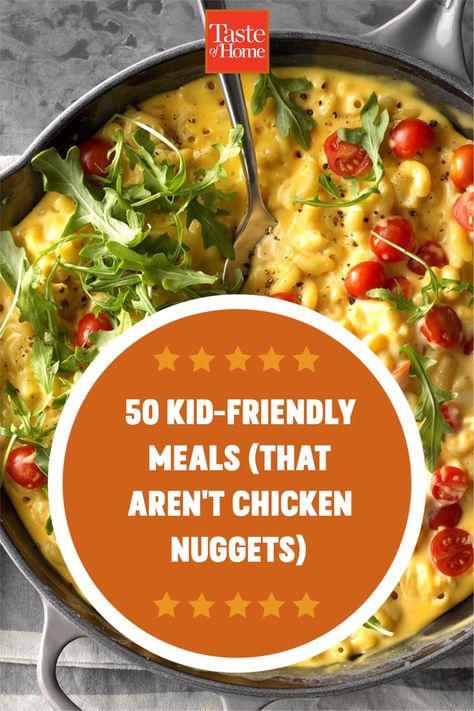 Dish out these kid-friendly recipes for your little ones. These dishes will please even the pickiest of eaters (seriously!). Meals For Preschoolers, Kid Meals Dinner, Kid Friendly Family Dinners, Kid Friendly Summer Dinners, Potluck Ideas For Kids, Kid Friendly Potluck Dishes, Kid Friendly Meals Healthy, Kid Friendly Healthy Dinners, Child Friendly Recipes